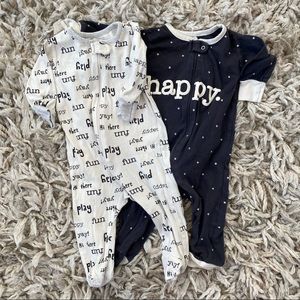 2 pack Wonder Nation Infant Zipper footed pajamas, 3-6M